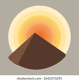 Puesta de sol en las montañas. Paisaje con montaña y sol. Puesta de sol. Terreno montañoso. La belleza de la naturaleza de montaña. Ilustraciones vectoriales EPS10