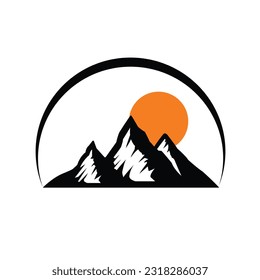 Sunset Mountains logo design vector. mountains template icon for logo