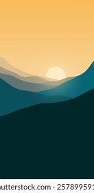 sunset in mountains for phone wallpaper