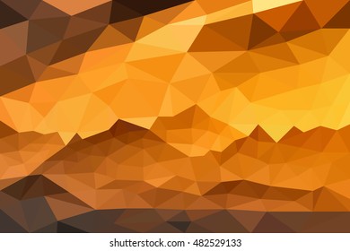 Sunset in the mountains in polygonal style. Nice landscape background for your design. Vector illustration eps10