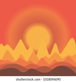 Sunset and the mountains. Vector