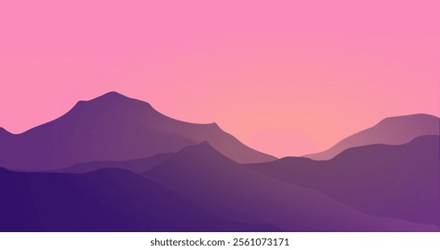 sunset in mountains vector background