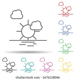 Sunset multi color set icon. Simple thin line, outline vector of landspace icons for ui and ux, website or mobile application