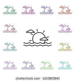 Sunset multi color style icon. Simple thin line, outline vector of summer icons for ui and ux, website or mobile application