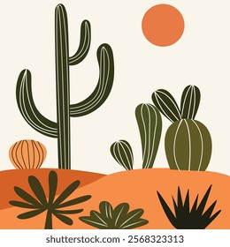 Sunset with natural beauty  Vector art 