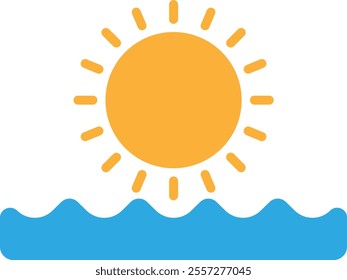 Sunset Nature Sea Icon Vector Flat Illustration
