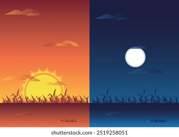 Sunset and Night Portrait Background