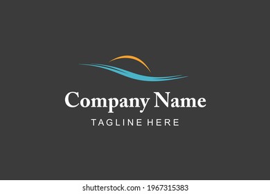 Sunset in the ocean logo, looks elegant and eyecatching