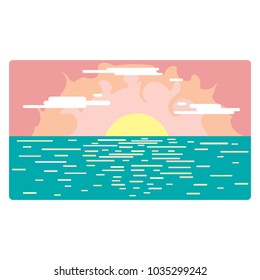 Sunset in the ocean. Nature without a contour
