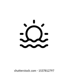 Sunset at ocean Outline Icon Style Vector
