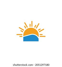 sunset ocean simple abstract geometric design logo vector