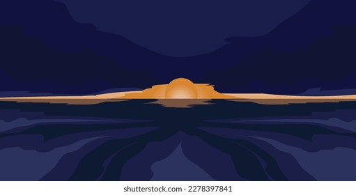 sunset ocean view. with dark coloring and bright sun. for background or business banner
