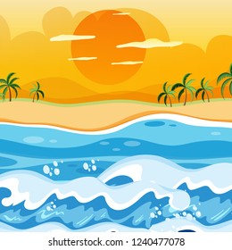 Sunset on the beach background illustration