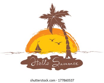 Sunset on the beach with boat