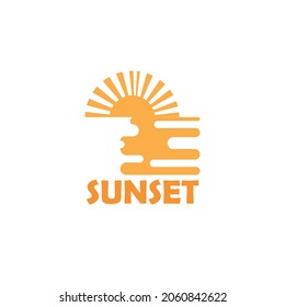 sunset on the beach logo vector. sunset logo vector