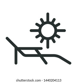 sunset on beach - minimal line web icon. simple vector illustration. concept for infographic, website or app.