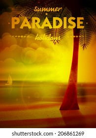 Sunset on the beach of sea. EPS10