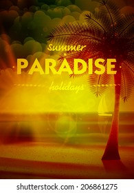 Sunset on the beach of sea. EPS10