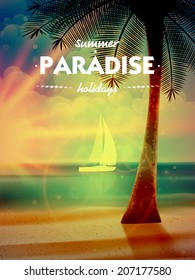 Sunset on the beach of sea. EPS10