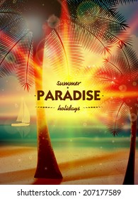 Sunset on the beach of sea. EPS10