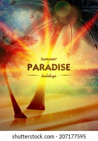 Sunset on the beach of sea. EPS10