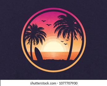 Sunset on a beach vector illustration