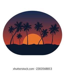 sunset on the beach vector illustration