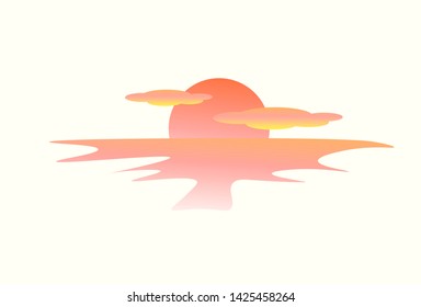 Sunset on beautiful tropical seascape. vector illustration