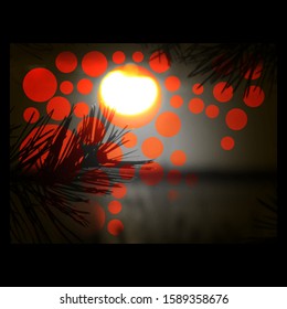 Sunset on forest for background. Sunrise tree woods sunlight landscape morning summer autumn season branch mist beautiful nature beauty dawn yellow.Vector illustration, texture background.