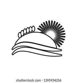 sunset on the hill icon. Element of Landscape for mobile concept and web apps icon. Outline, thin line icon for website design and development, app development