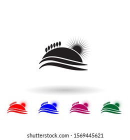 Sunset on the hill multi color icon. Simple glyph, flat vector of landscape icons for ui and ux, website or mobile application