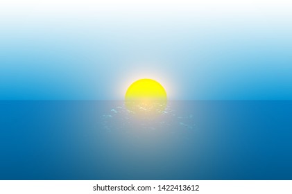 Sunset on the lake, vector landscape background.  vector illustration