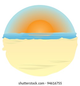 sunset on ocean. vector illustration