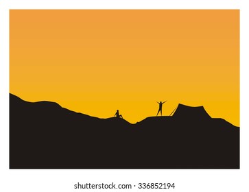 sunset on the peak of a hill
