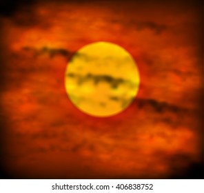 Sunset on red sky