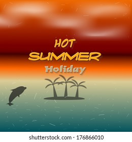 Sunset on the sea background vector