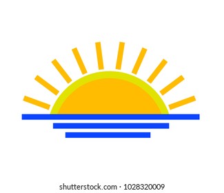 Sunset on the sea horizon vector illustration 