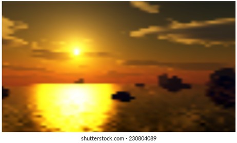Sunset on the sea.  Vector blurred background