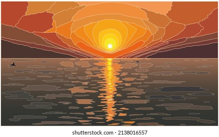 Sonnenuntergang am Ufer der weißen Bucht.