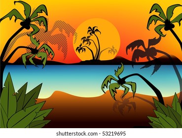 sunset on a summer beach