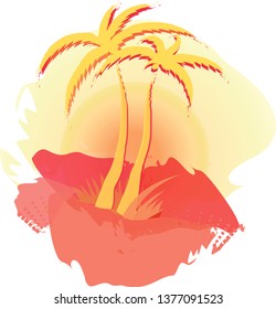 Sunset on the tropical beach