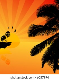 Sunset on a tropical island