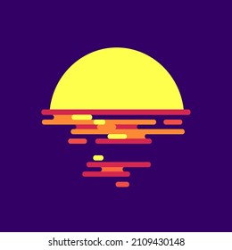 sunset on water evening colors modern design logo