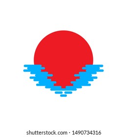 Sunset on a white background. sun sunset  icon isolated. Flat sunset, color illustration