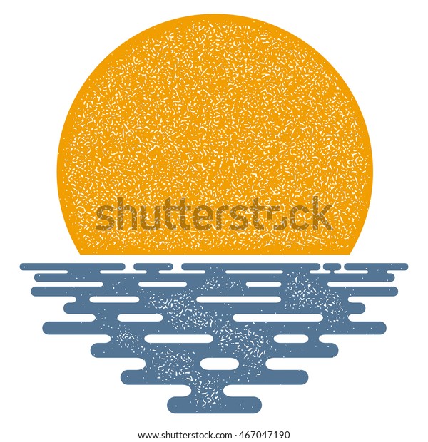 白い背景に日没 夕日 アイコン 選択表示 平らな夕日 カラーイラスト グランジテクスチャー 太陽と海 自然のしるし 海の日没か日の出 在庫 ベクター画像 のベクター画像素材 ロイヤリティフリー