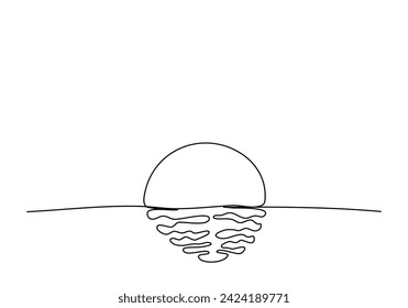 Sunset, one line drawing vector illustration.