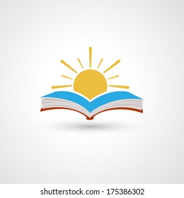 Sunset open book vector