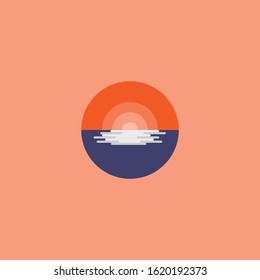 sunset with orange and blue colour
