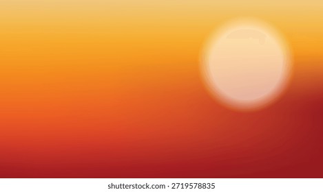 Gráfico redondo del Vector del sol de los Colores anaranjados de la puesta del sol para los fondos, una ilustración caliente con una forma borrosa del sol contra un fondo del gradiente, perfecto para el diseño del Sitio web o de la impresión