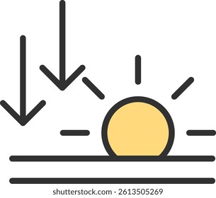 Sunset Outline Filled Style Icon